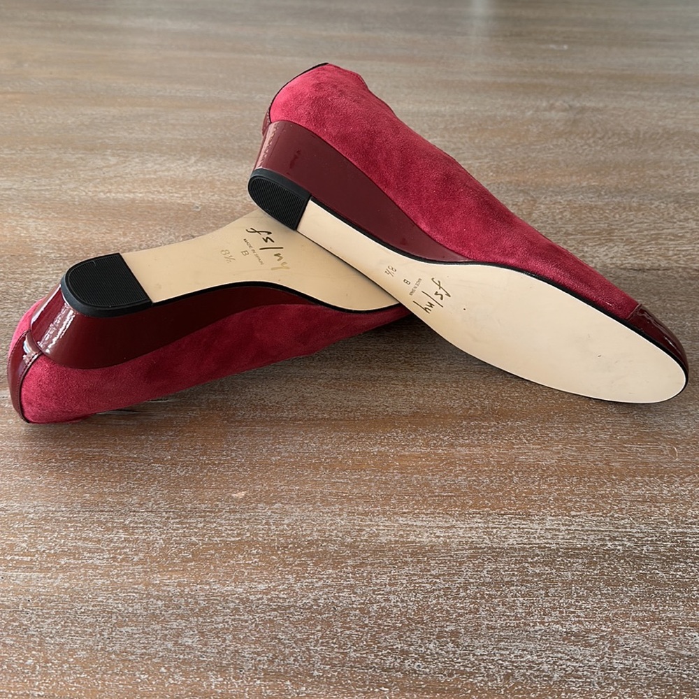 NWOT French Sole Red Suede Wedge 8.5 - Picture 2 of 3